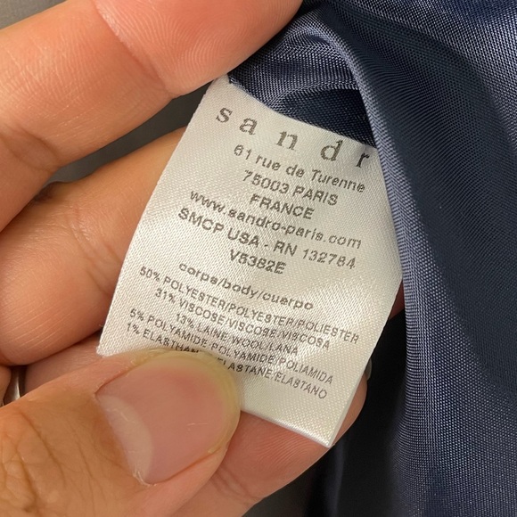 Sandro Paris Metallic Wool Blend Full Zip Evening Jacket Luxury Designer 38/M - Picture 6 of 10